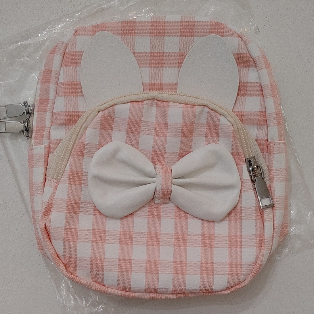 Pink and White Checkered Kids Backpack